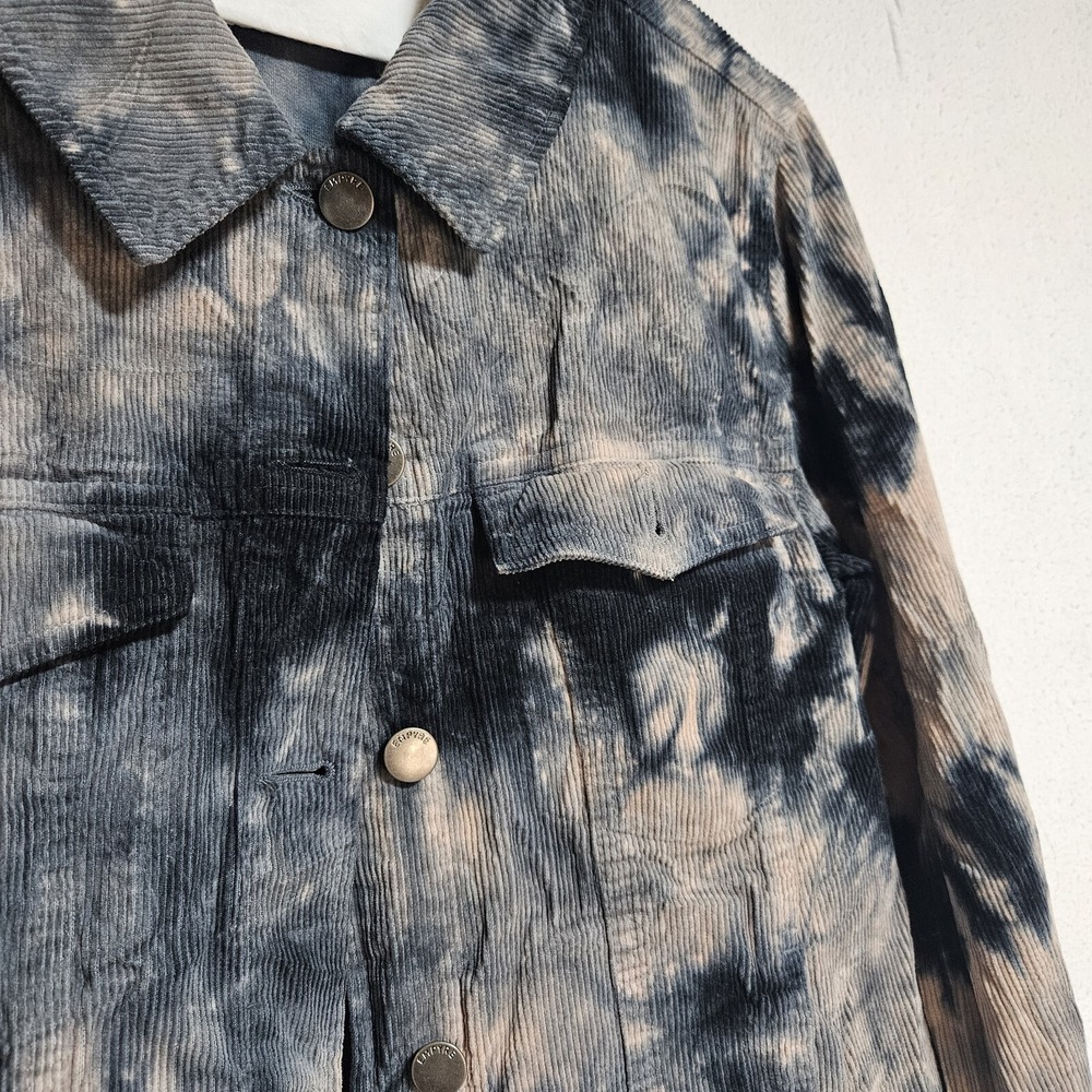 Empyre Womens Tie Dye Corduroy Trucker Jacket Black Tan Size Medium - Picture 2 of 9